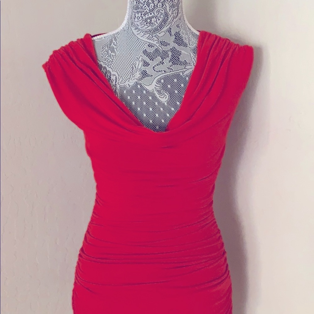 EXPRESS RUCHED RED COCKTAIL DRESS - Picture 1 of 9